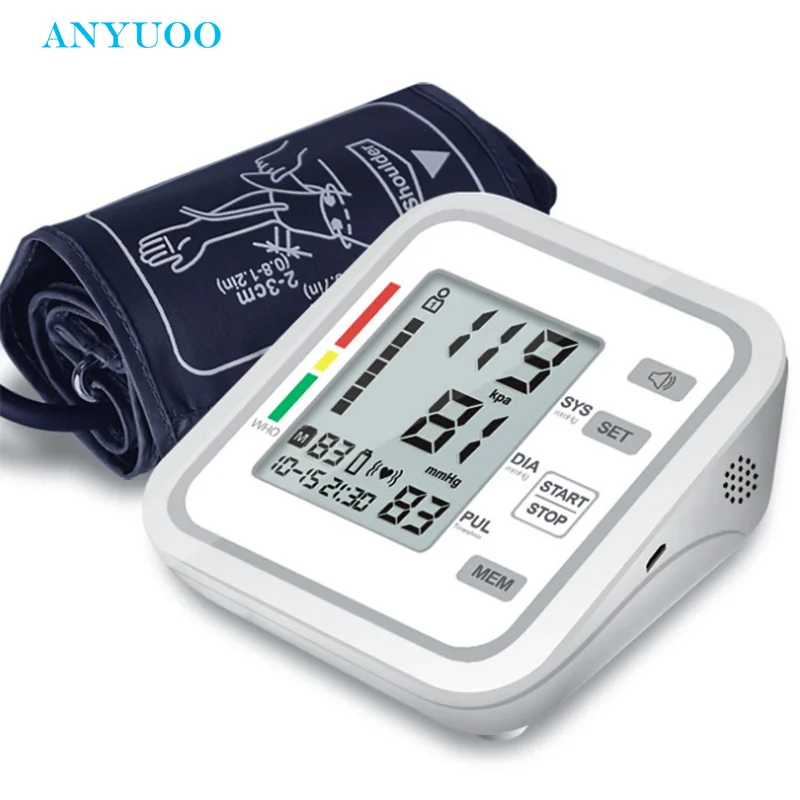 Blood Pressure Monitor Upper Arm Automatic Digital Sphygmometer BP Pulse Heart Rate Meter Large LCD Display English Broadcast | Красота и