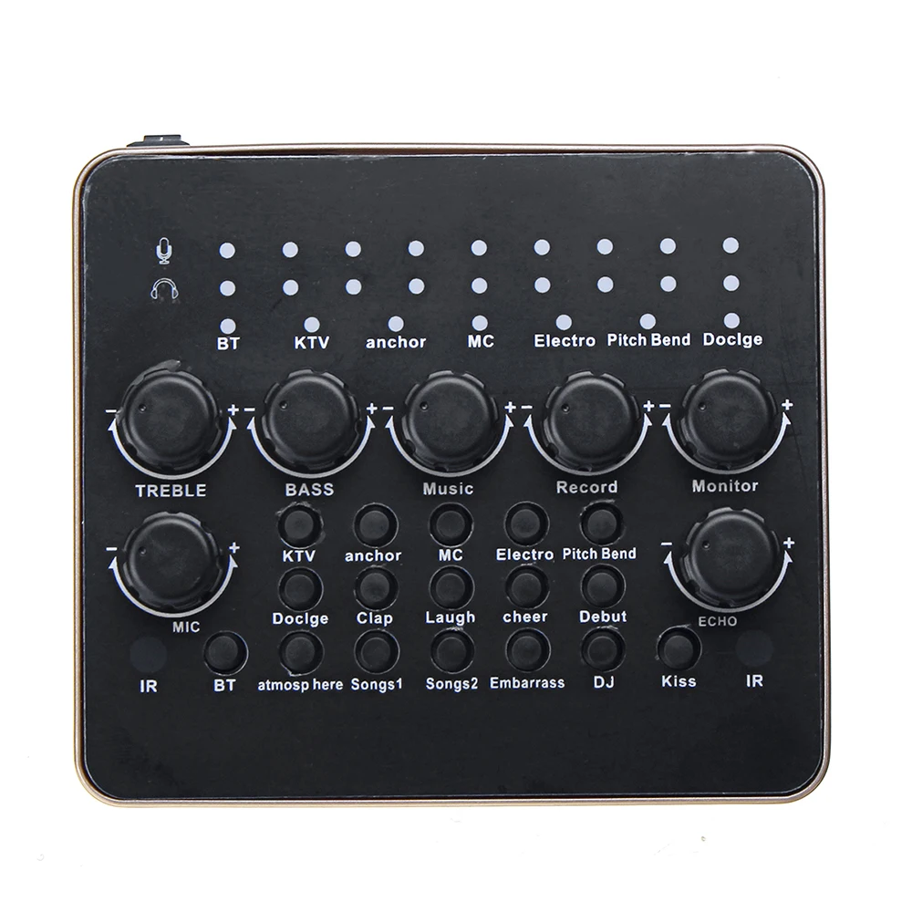 

V10 Audio Live Sound Card Professional Studio External Sound Card Device with Microphone Earphone Port for Phone Computer