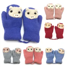MILIXINYU/новые милые вязаные перчатки со Свинкой, Детские Зимние теплые перчатки, зимние перчатки для мальчиков и девочек, подходят для От 3 до 5 лет