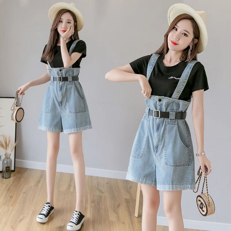 

Promotion 2022 Strap Denim Shorts High Waist Shorts Casual Plus Size Loose Jeans Shorts Fashion Temperament Women Shorts Tide