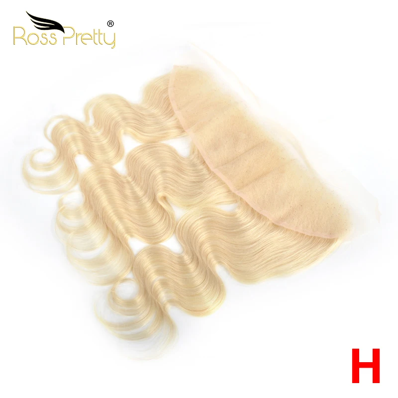 Ross pretty Body koronkowa fala Frontal 8-22 Cal kolor 613 wysoki stosunek Remy malezyjskie naturale włosy blond 13x4 przód -