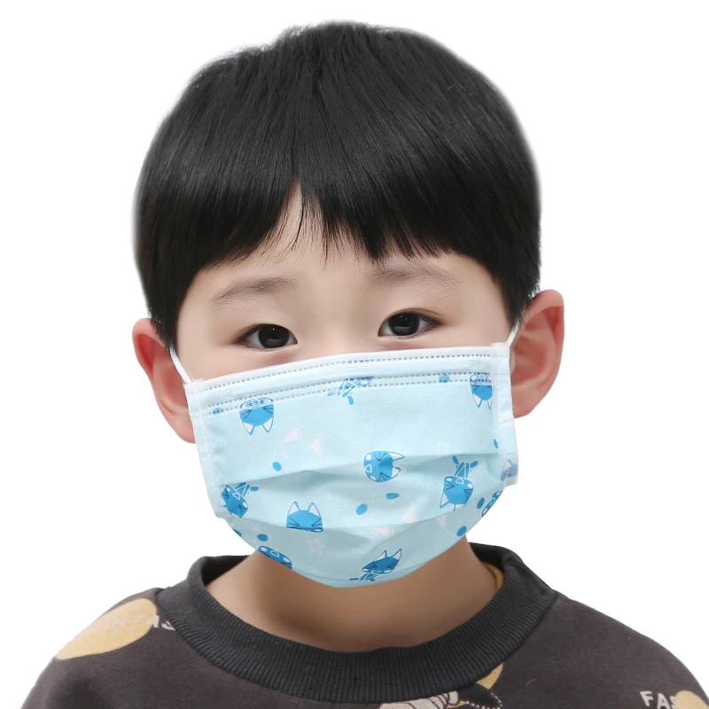 

50Pcs 3-layers Disposable Elastic Mouth Soft Breathable Blue Soft Breathable Flu Hygiene Child Kids Face Mask Dropshipping