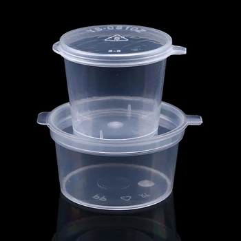 

50Pcs 27ml Plastic Takeaway Sauce Cup Small Disposable Food Storage Containers Clear Boxes+Lids Restaurant Kitchen Supplies