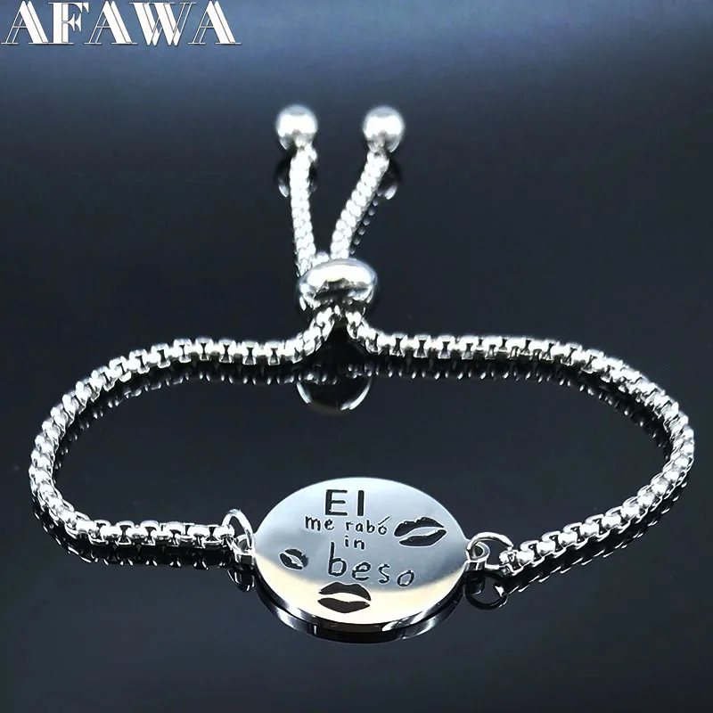 Модный El me rabo in beso браслет-цепочка из нержавеющей стали для женщин Серебряный цвет испанский Браслет Любовь ювелирные изделия joyas B18607