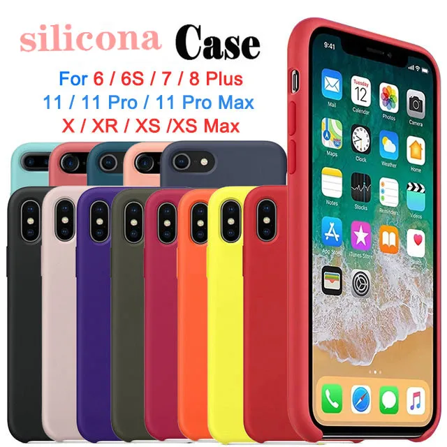 Funda de silicona con iPhone 11pro XS Max XR 6S 6 7 8Plus Se2020... funda de silicona con caja al por menor