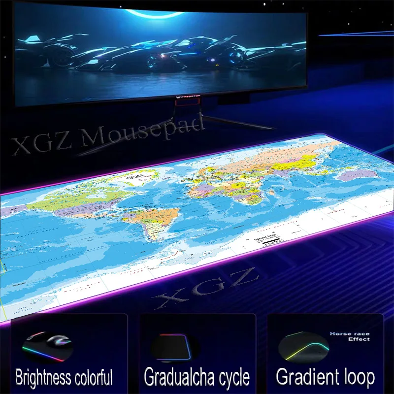  XGZ Large RGB Mouse Pad Lock-edge Anime Pirate Old Map Custom Computer Table Mat Speed Rubber Non-s
