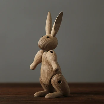 

Art Wooden Rabbit Figurine Wooden Ornaments Rabbit Model Flexible Sculpture Perfect for Home Decoration Gift or Collection