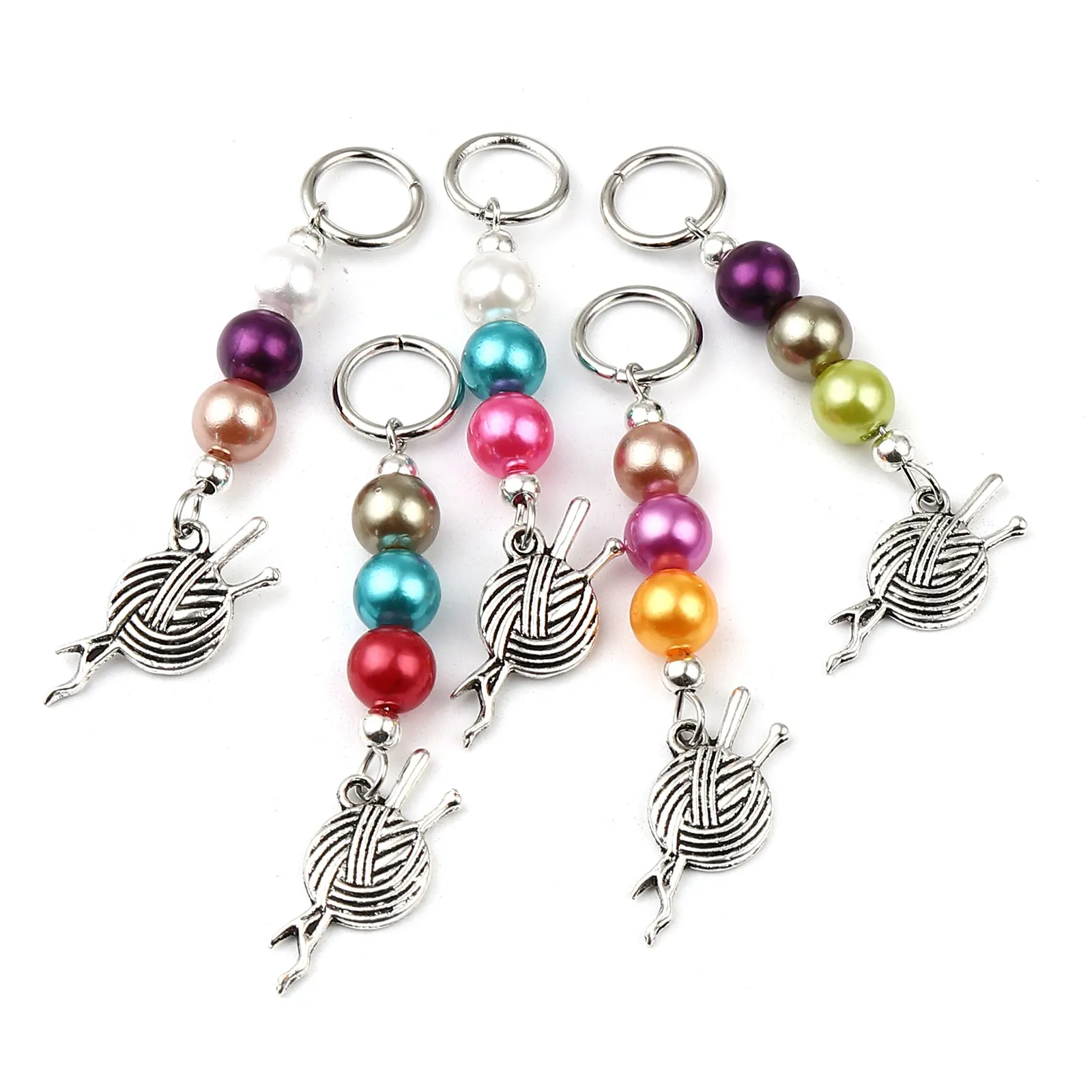 

10PCs Zinc Based Alloy & Acrylic Sheep Pendants Knitting Stitch Markers Antique Silver Color At Random Color For Knitting Tools