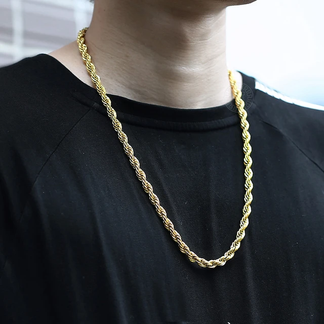 Rope Chain Necklace Stainless Steel  Gold Rope Chain Stainless Steel - 3/5/7mm  Chain - Aliexpress