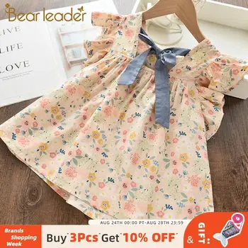

Bear Leader Summer Kids Baby Girls Floral Top T-shirt Clothes Flying Sleeve Toddler Shirts Girl T-shirt Tops Bow Baby Clothing