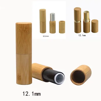 

Fashion DIY Empty Lipstick Bottle Plastic 5g Cosmetic Sample Container Lip Gloss Lip Balm Tube Refillable Bottles bamboo outer