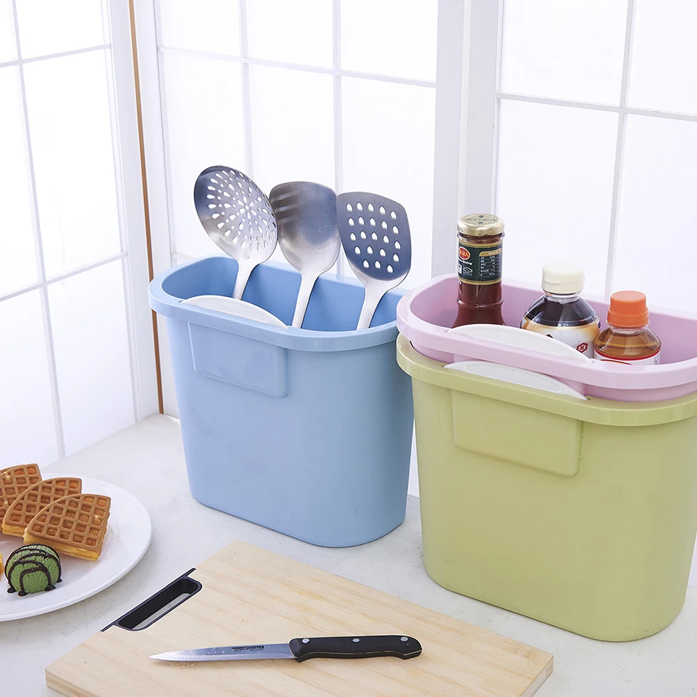 Kitchen Cabinet Door Hanging Trash Garbage Bin Can Rubbish Container Desktop Mini Trash Can Home Kitchen