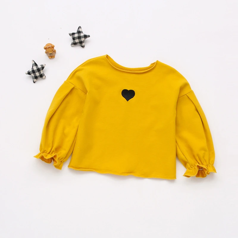 yellow 309281 AiLe Rabbit/новая одежда для маленьких девочек футболка с длинными рукавами для девочек с изображением звезд и баннеров детская одежда повседневные топы, футболки - Цвет: yellow 309281
