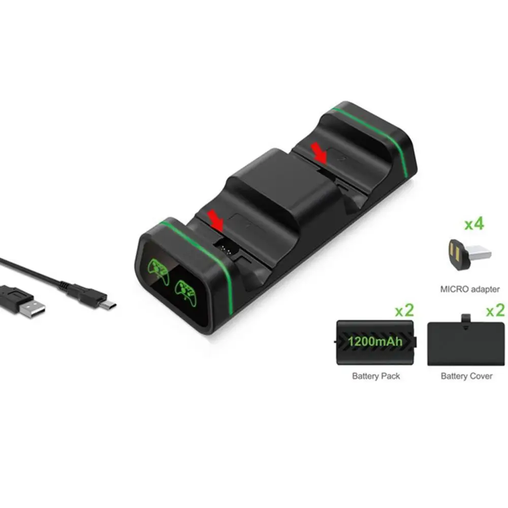 Двойной док-станция для зарядки контроллера для Xbox One/One S/One X дисплей зарядной станции с 2 батареями