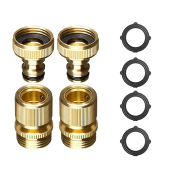 

Garden Hose Quick Connect Solid Brass Quick Connector Garden Hose Fitting Water Hose Connectors 3/4 Inch