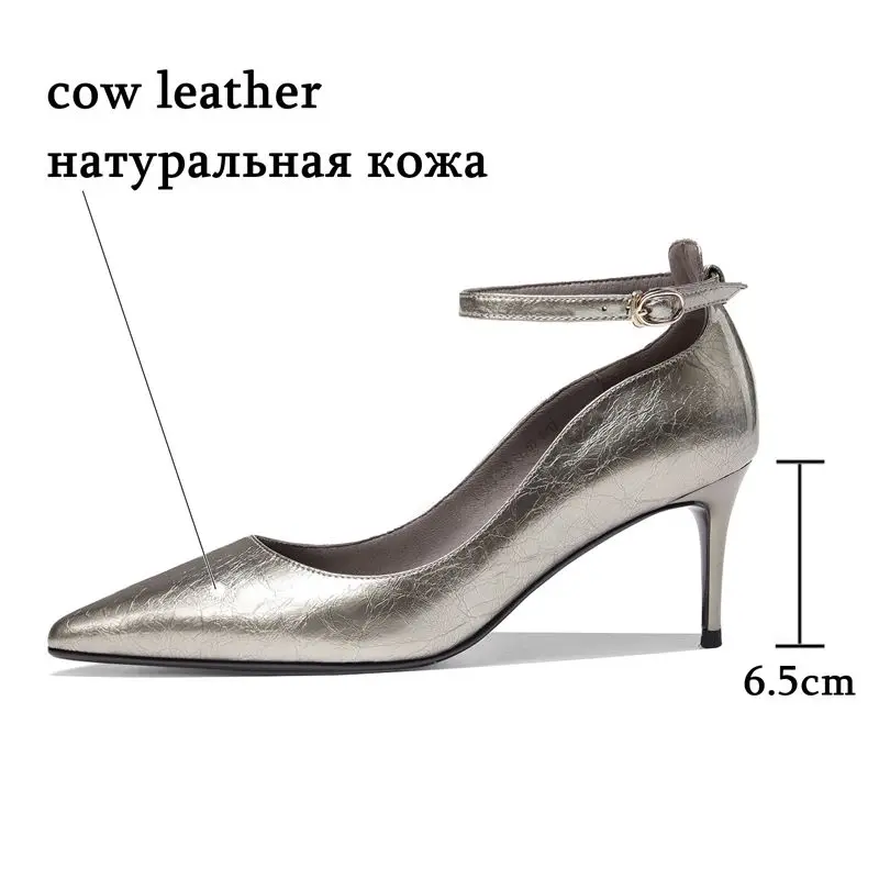 ALLBITEFO high quality women heels simple style spring autumn office ladies shoes Single buckle pointed toe high heel shoes