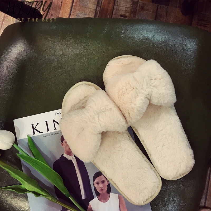 Home Slippers Wetry/женские домашние тапочки; зимняя теплая обувь; женские шлепанцы на низкой платформе без застежки; женские тапочки из искусственного меха; женская обувь; ; 36-41 - Цвет: Home Slippers