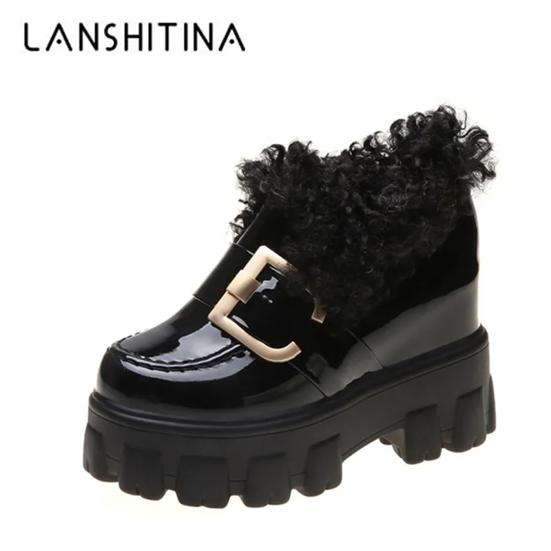 Женские зимние кроссовки на платформе 2020 кожаные туфли толстой подошве