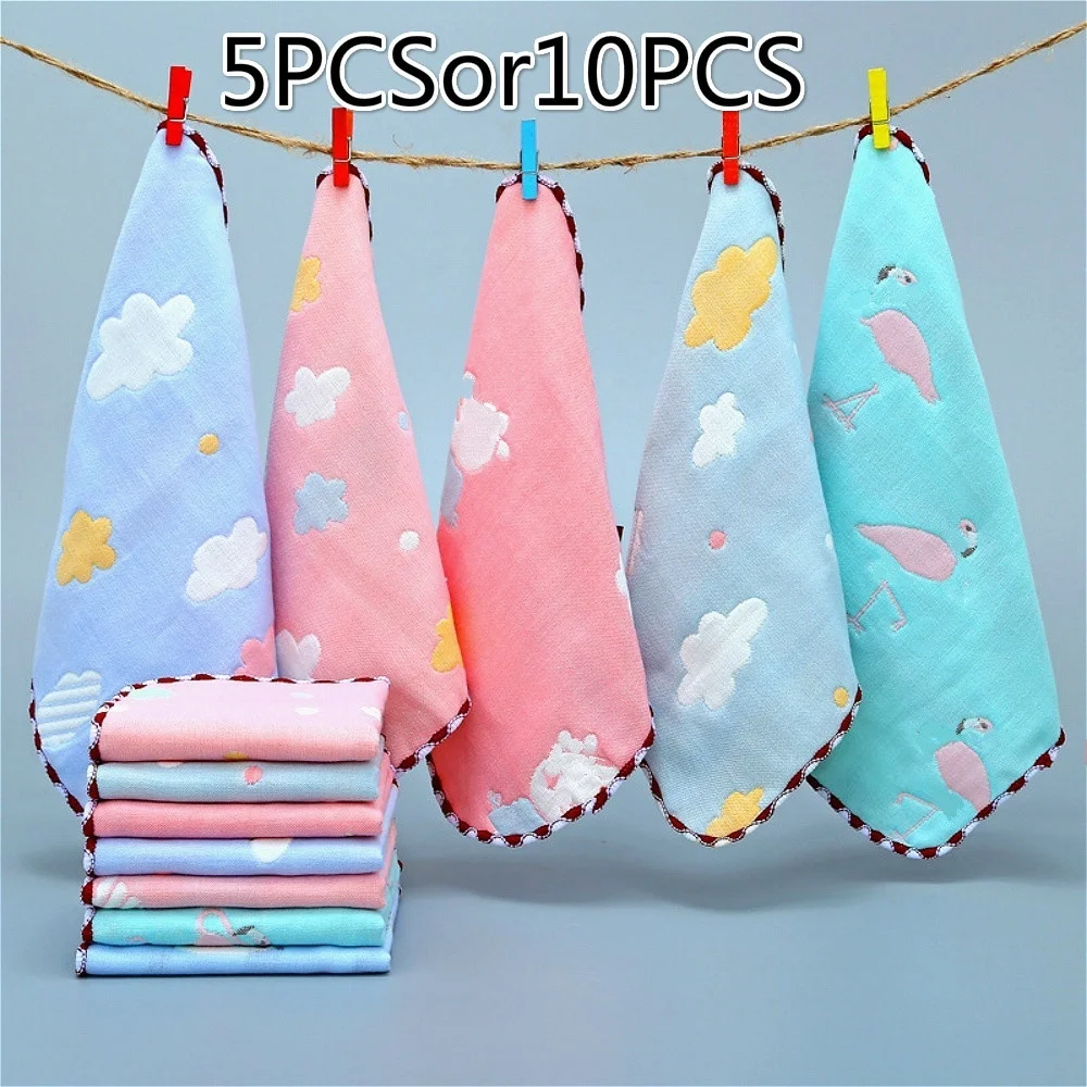 

ladies hankiesFace Towel Handkerchief Bath Cotton Burp Cloth Soft Absorbent 6-Layer Gauze Washcloth 25X25Cm