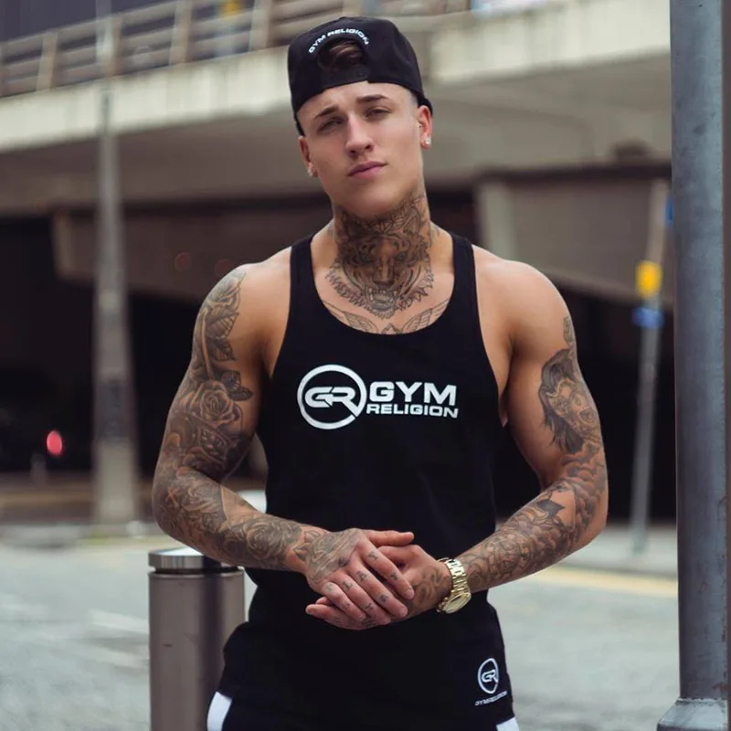 

Muscle Brother Fitness Sports Vest Men Pure Cotton Printed Trend of Fashion Europe And America Popular New Style