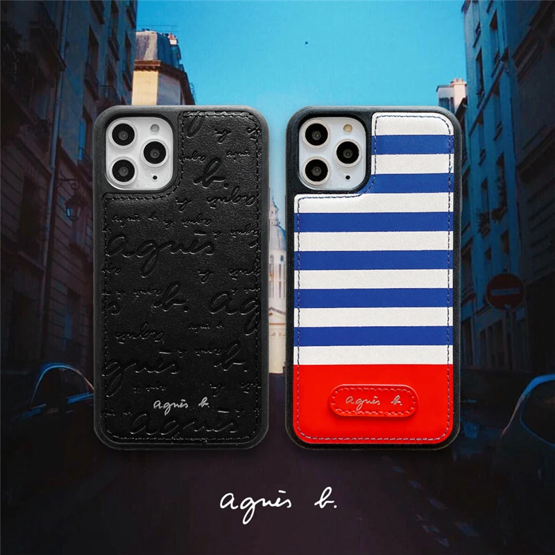 Luxury Real Leather Brand Phone Cover Case for iphone 11 Pro XS Max 6 6S 7 8 Plus XR France street agnes b phone cover coque | Мобильные