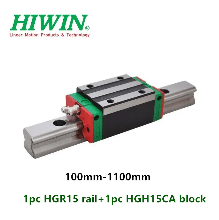 1pc Original Hiwin linear guide rail HGR15 200mm/300mm/400mm/500mm/600mm+ 1pc HGH15CA linear block carriage slider CNC parts