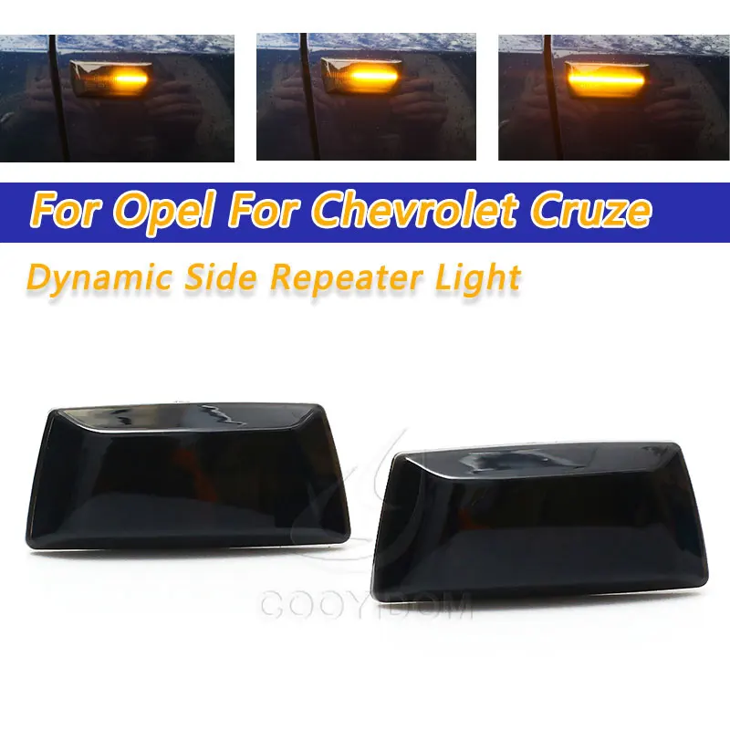 

COOYIDOM 1Pair Dynamic LED Car Side Marker Lights Turn ss For Chevrolet Cruze For Opel Insignia Astra H Zafira B Corsa D