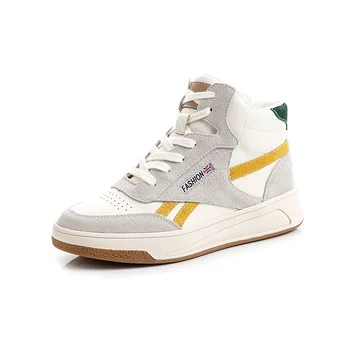 

Women Sneakers Genuine Leather White Shoes Autumn And Winter New Korean Version All-Match High-Top Plus Cashmere Women's Shoes