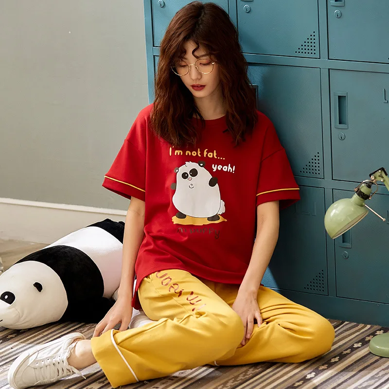 

2019 Summer New Style 6535 Pajamas Suit WOMEN'S Short Sleeved Trousers Sweet Two-Piece Set-Outer Wear 720 #