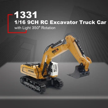 

1:16 Easy Operate Engineering Vehicles Simulation Sound Gift Drive Kids Music Outdoor 9 Channel RC Truck Rotation HUINA 1331