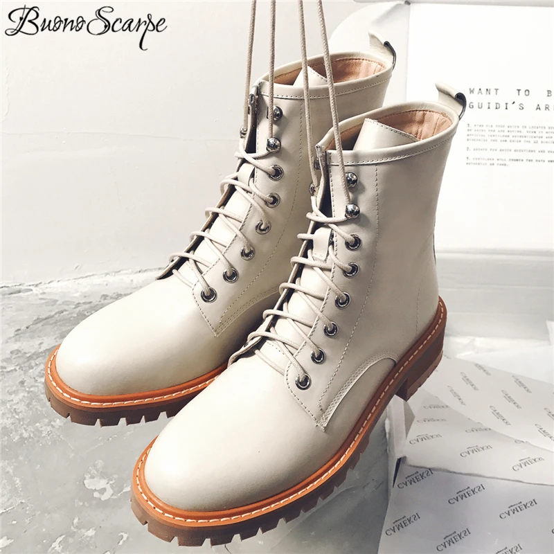 Buono Scarpe/повседневные женские ботильоны; короткие ботинки из натуральной кожи на шнуровке; женская обувь высокого качества; zapatos mujer; женские ботинки