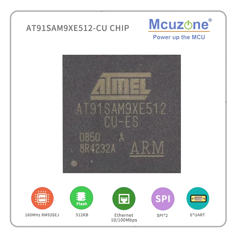 

AT91SAM9XE512-CU ( ATMEL ARM9 ) CHIP 160MHz SPI UART Ethernet MAC 10/100 port