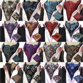 

Mens Formal Floral Paisley Cravat Ascot Matching Hanky Necktie Pocket Square Set HZTIE0515