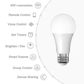 

Tuya Smart WiFi Light Bulb 10W 6500K Cold White Lamp Voice Remote Control
