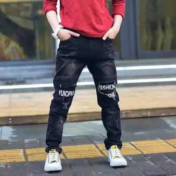 

Boys' jeans 2020 new spring and autumn clothes, big children's casual trousers, foreign style, slim feet pants, children's pants