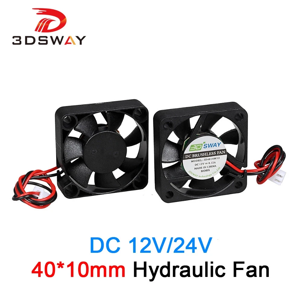 3DSWAY 3D Printer Parts DC 12V/24V Hydraulic Cooling Fan 40*10mm 4010