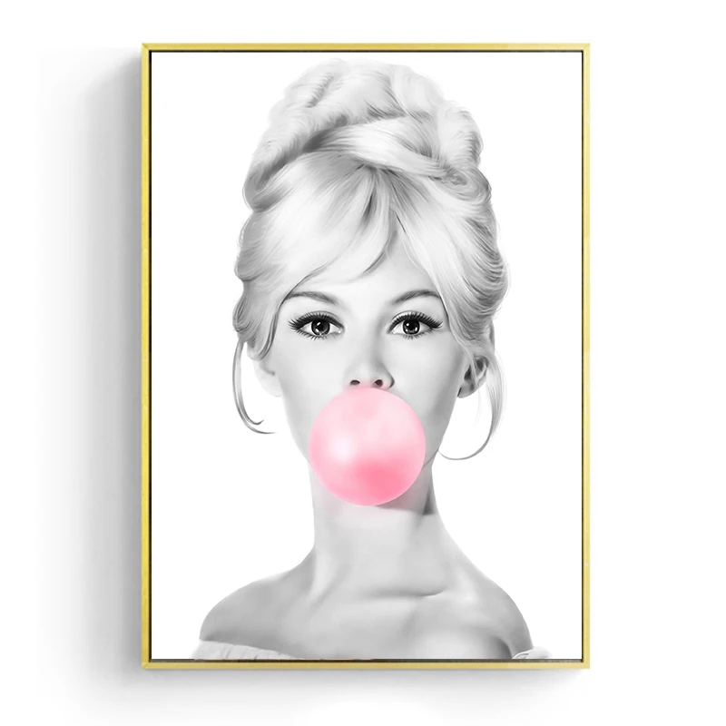 Одри Хепберн жевательная резинка настенный Арт холст модные плакаты Brigitte Bardot& Marilyn Monroe принты Живопись Картины домашний декор - Цвет: C