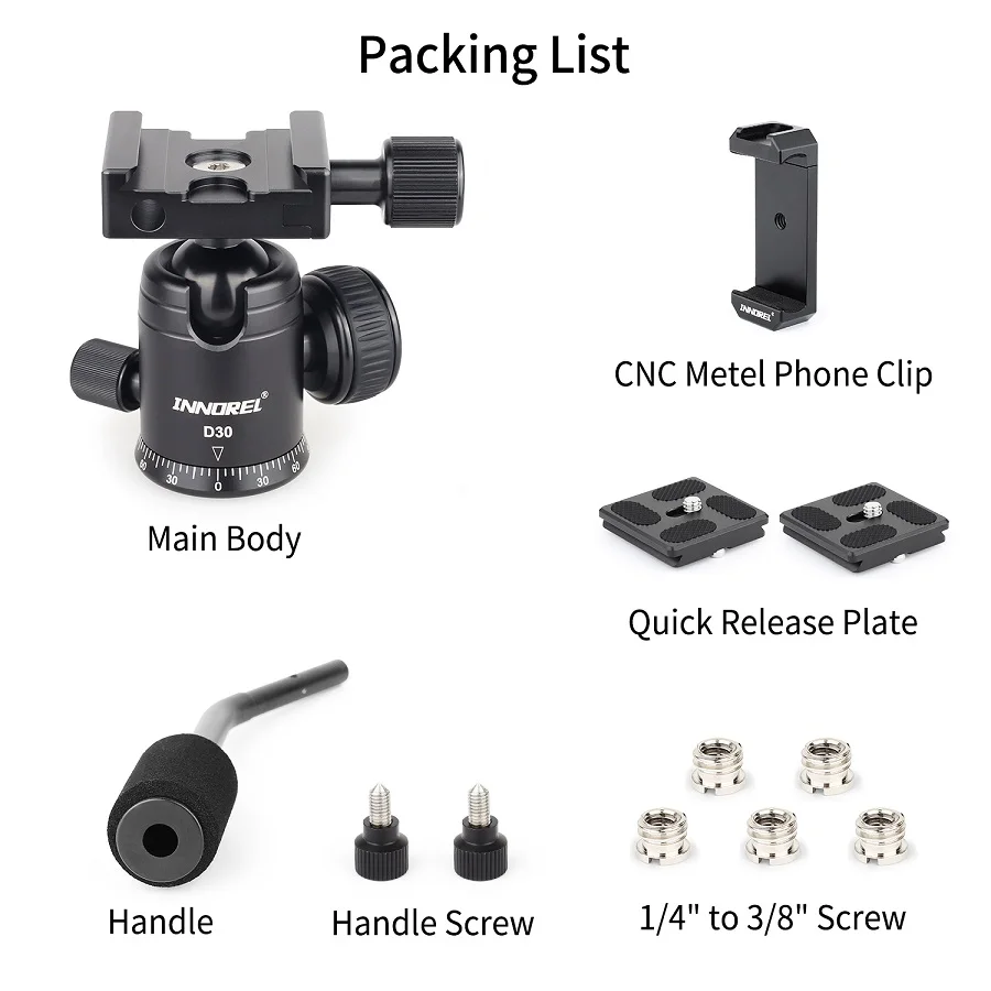 D30 шаровая Головка с ручкой с ЧПУ панорамная головка штатива Q.R. Крепление камеры для DSLR сотовый телефон мобильный телефон видеокамера телескоп