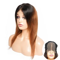 4*4 Lace Closure Wig Straight Ombre Color T1B27 Honey Blonde 1B30 Medium Auburn Remy Indian Human Hair Front Lace Wigs 1