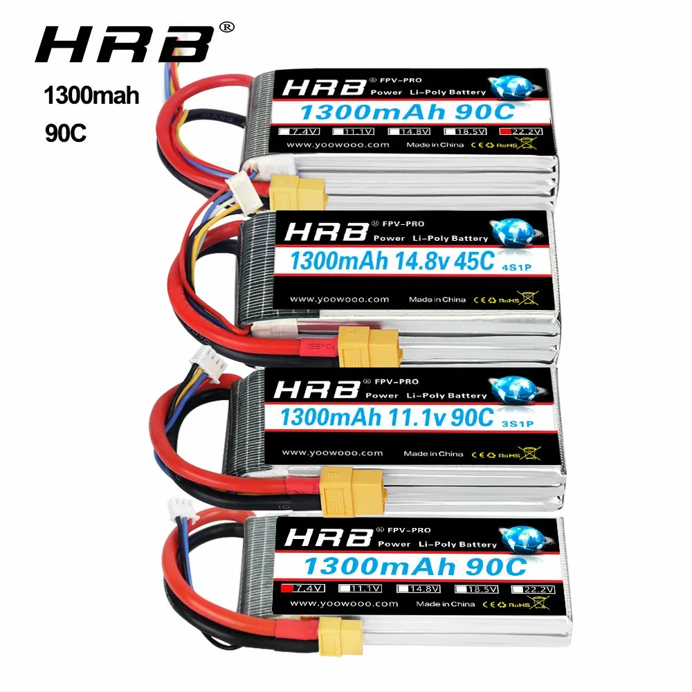 Аккумулятор HRB 3S Lipo 11 1 В 14 8 в 1300 мА/ч 90C с разъемом XT60 для rc Wltoys 12428 fpv Дрон мини