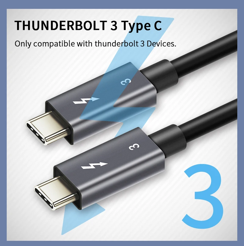 Кабель Thunderblots 3 USB 3,1 type-C для USB C кабель 100 Вт PD кабель для быстрой зарядки type-C для samsung S10 Xiaomi N209