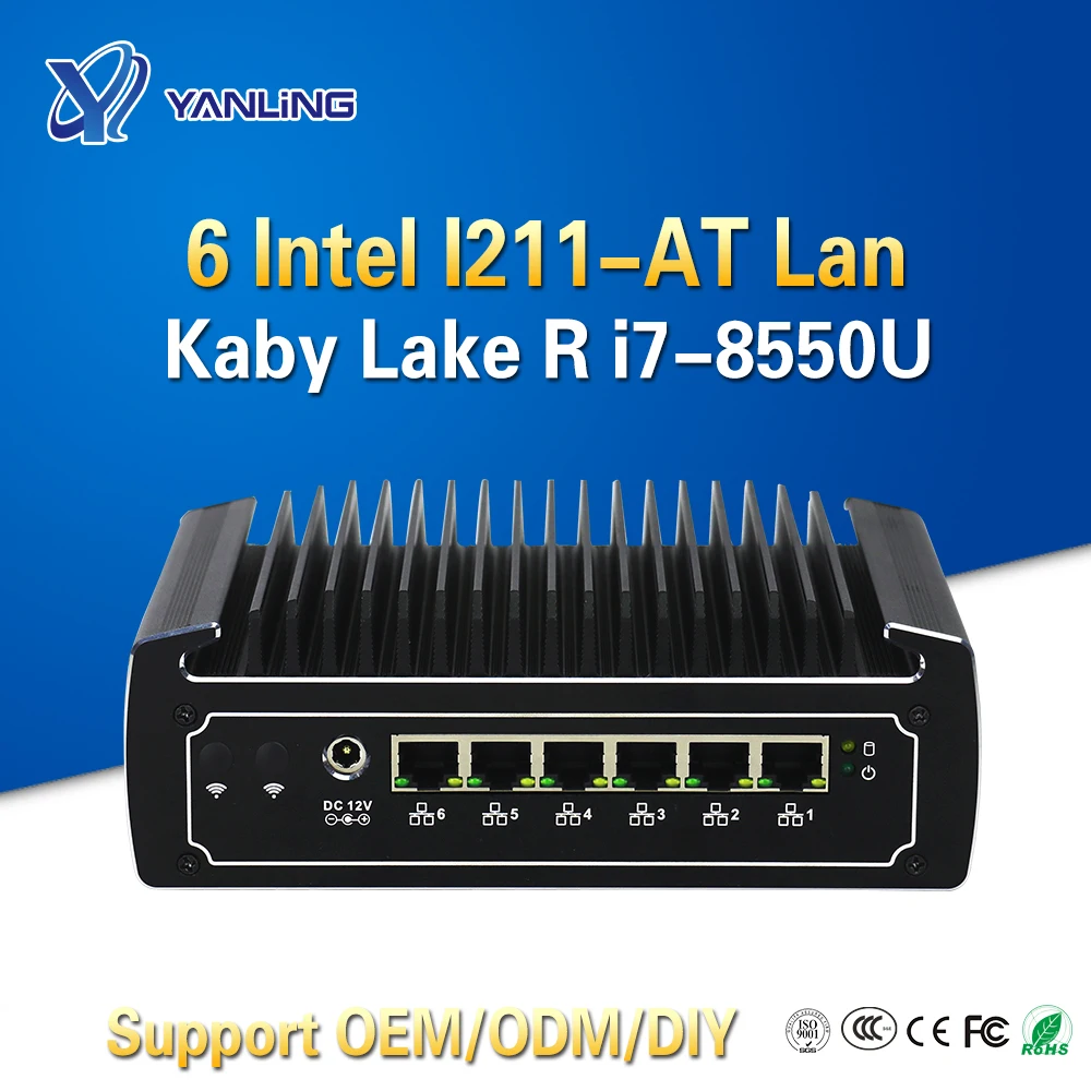 Low Cost Network-Router-Support Firewall Pc Intel Fanless Kaby Lake Yanling 8550U Mini I7 Quad-Core 1005002034409771