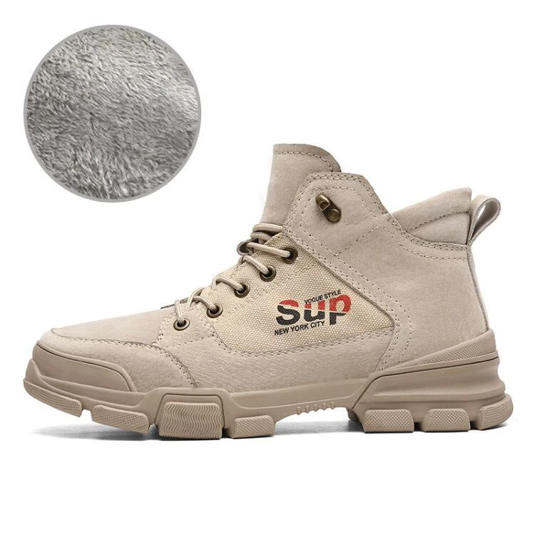 sand color warm Размеры 38-45, Классические Стильные мужские треккинговые ботинки, зимняя теплая Уличная обувь для прогулок, бега, треккинга, спортивная обувь, альпинистские кроссовки для мужчин - Цвет: sand color warm