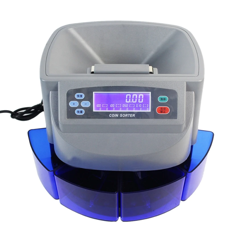 

220V Electronic Coin Sorter Can Separate the Euro Coin Sorter with Clear Sensor with Auto Row Advancement XD-9005 EU Plug