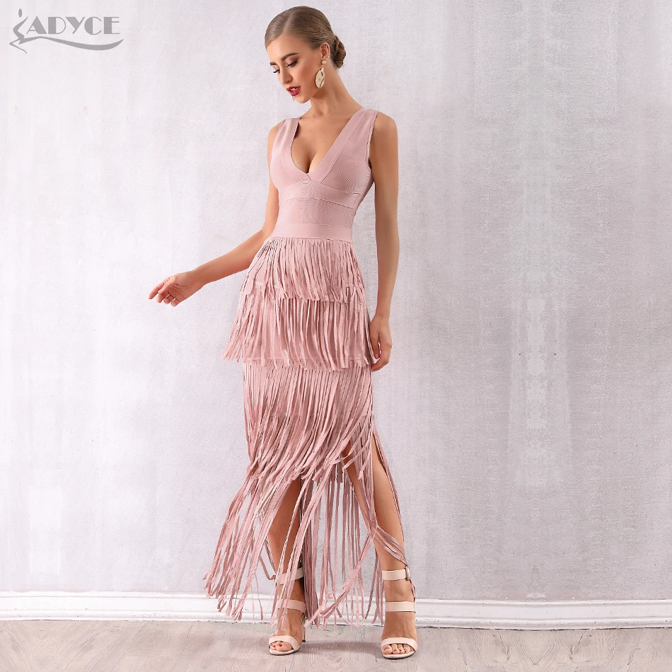 Adyce 2021 Новое летнее женское Бандажное платье с открытой бахромой Vestidos Макси