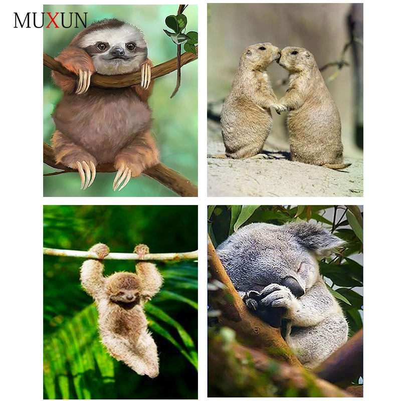 

Full Square / Round Diamond 5D Diy Diamond Painting Animal Embroidery Cross Stitch Sloth 3D Diamond Mosaic Home Decoration Ep136