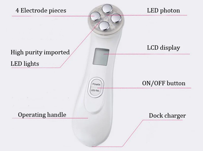 Светодиодный фотонный прибор для ухода за кожей лица подтягивающий косметический аппарат для EMS кожи лица Mesoporation