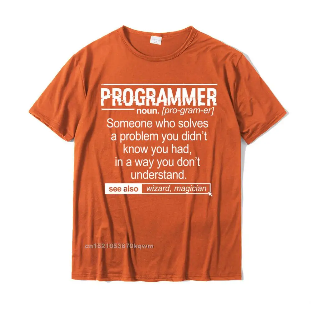 Dominant Young Tshirts Crew Neck Short Sleeve 100% Cotton Summer Tees Cool Tee Shirts Wholesale Funny Programmer Meaning - Computer Coder Wizard Magician Pullover Hoodie__4381 orange