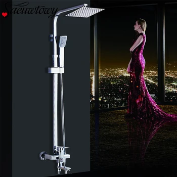 

Modern Chrome Shower Head Wall Mounted Shower Faucet Bathroom Rain Shower Taps Bathtub Three Water Mode Cold And Hot Mixer