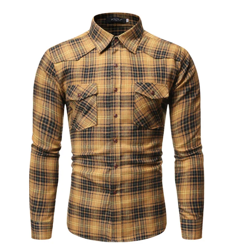 

2019 Men's Large Size Lattice Lapel Long-sleeved Street Trend Flower Shirt Men's New Casual Fashion Shirt Men's Social Clothing
